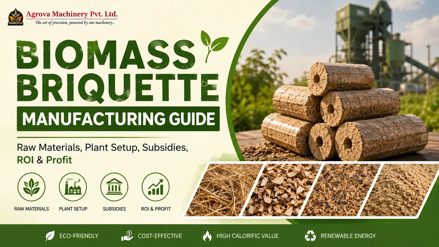 You are currently viewing Biomass Briquette Manufacturing Guide: Raw Materials, Plant Setup, Subsidies, ROI & Profit 